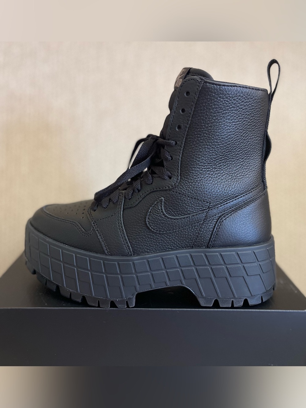 Size 6 - Nike Air Jordan 1 Brooklyn High 'Triple Black' FJ5737-001 Women’s NEW